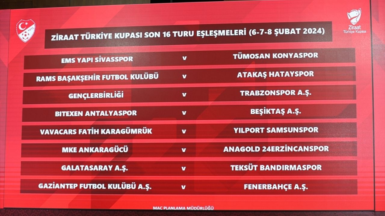 Ziraat Türkiye Kupası'nda son 16 turu kura çekimi yapıldı